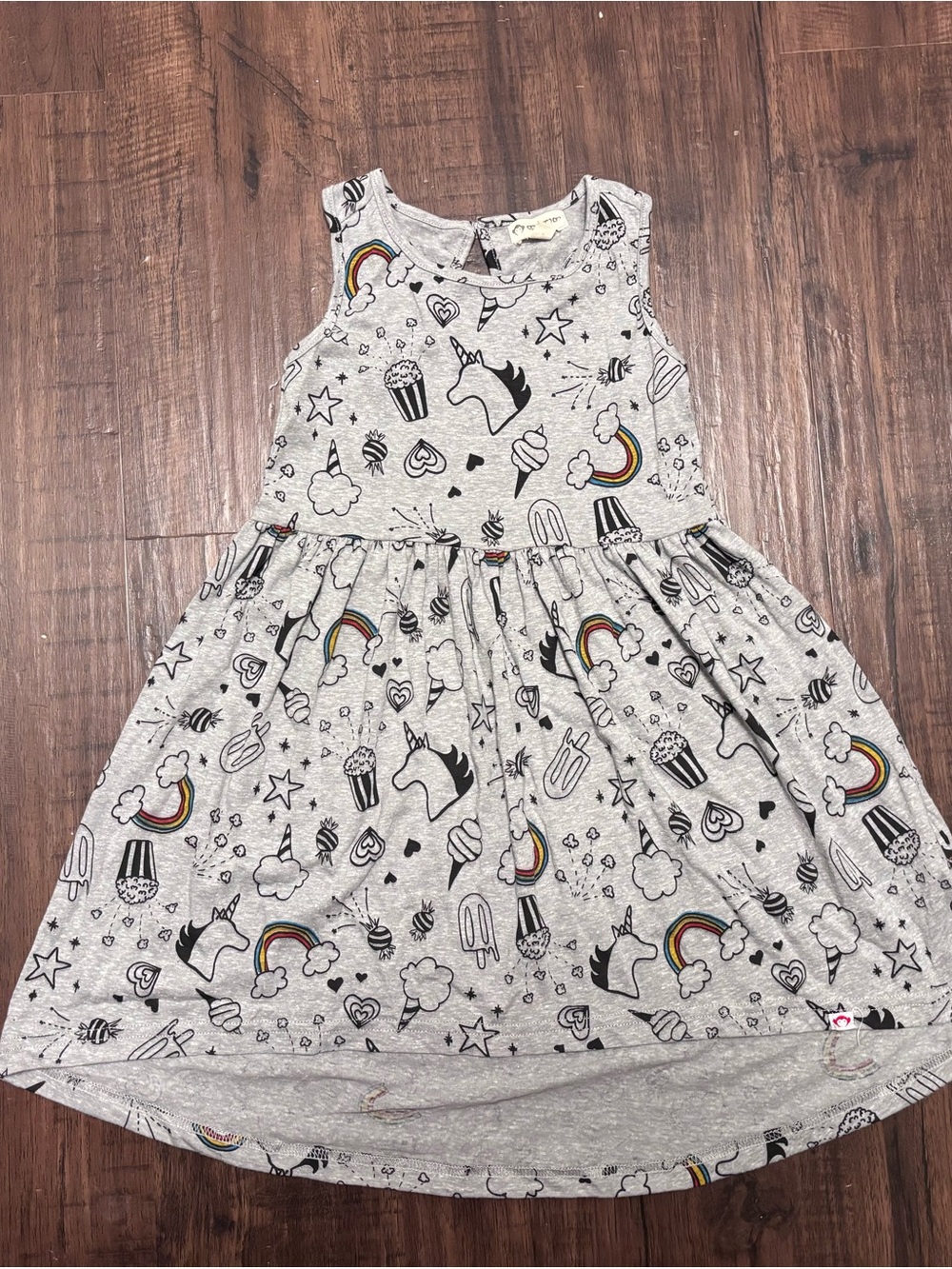 Appaman Gray Sleeveless Dress with Unicorns & Rainbows girls 6